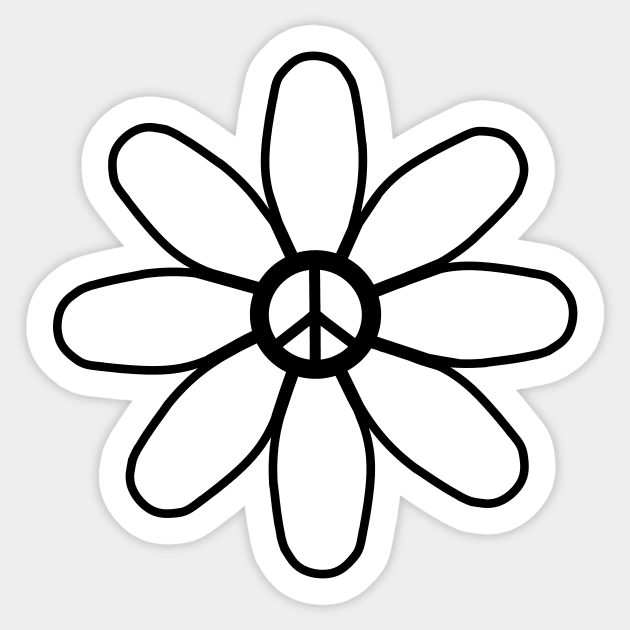 Peace Sign Black Flower Sticker by SartorisArt1